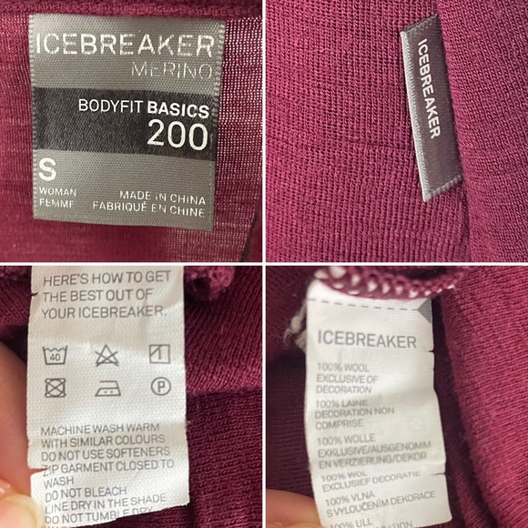 Icebreaker Bodyfit Basics 200 1/4 Zip Top Maroon Small - Picture 9 of 10